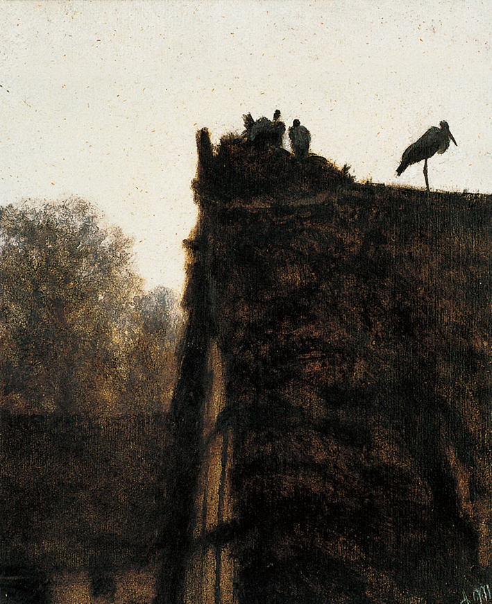  Adolpyh Von Menzel —— 茅草屋顶上的鹳鸟窝